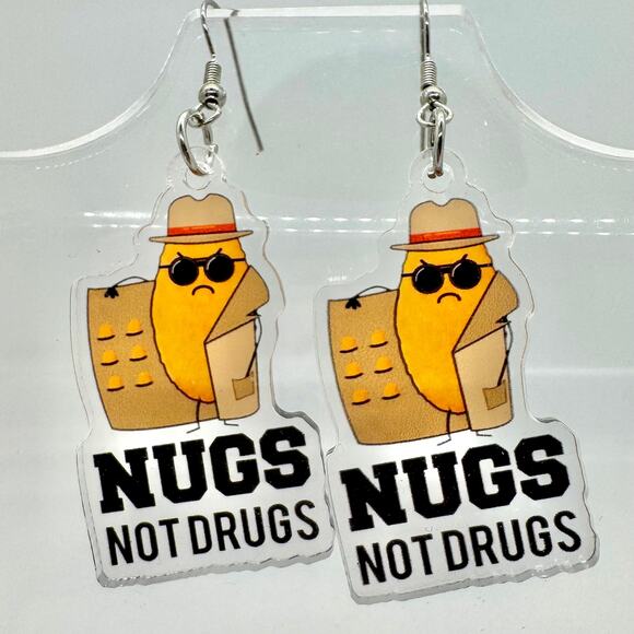 Handmade Jewelry - Nugs Not Drugs Earrings - Chicken Nuggets Earrings - Funny Earrings Accessories